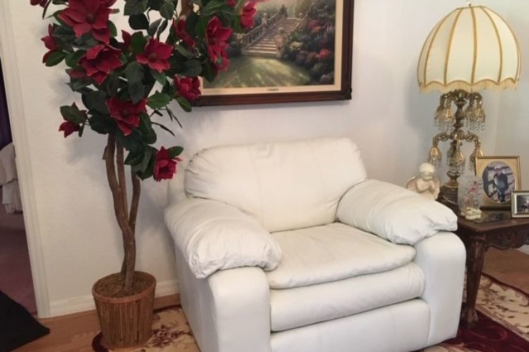 White Leather Chair By Broyhill
