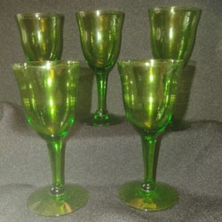 green glass cordial glasses