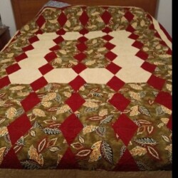 Gold Red Leaves full sized bed quilt