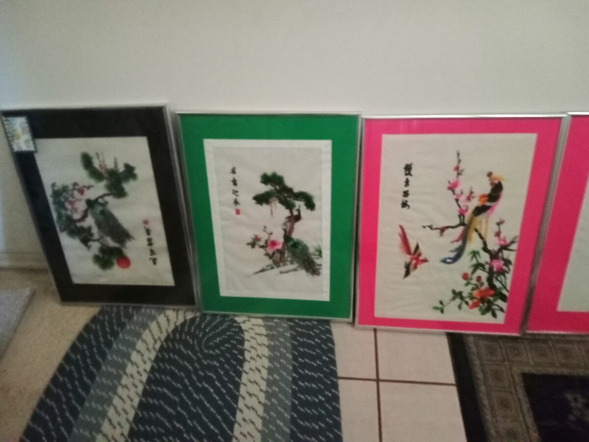 Chinese Silk Embroidery Hand Made Peacock Peony